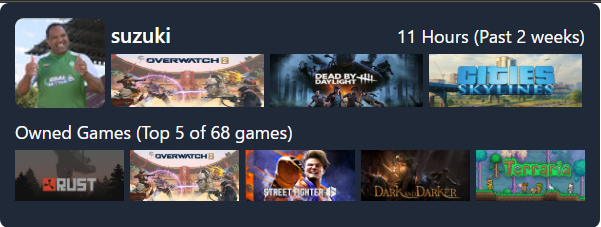 Small steam profile card